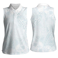 Polynesia Women Sleeveless Polo Shirt Sharks Duo Tropical Off White LT7 - Polynesian Pride