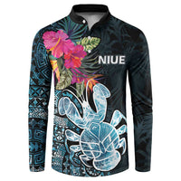 Niue Personalised Button Sweatshirt Hiapo Mix Coconut Crab LT7 Art - Polynesian Pride