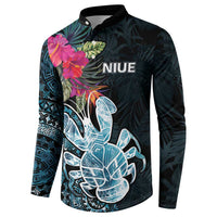 Niue Personalised Button Sweatshirt Hiapo Mix Coconut Crab LT7 - Polynesian Pride
