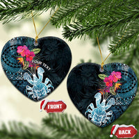 Niue Personalised Ceramic Ornament Hiapo Mix Coconut Crab LT7 Heart Art - Polynesian Pride