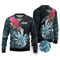 Niue Personalised Ugly Christmas Sweater Hiapo Mix Coconut Crab LT7 Art - Polynesian Pride