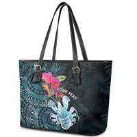 Niue Personalised Leather Tote Bag Hiapo Mix Coconut Crab LT7 - Polynesian Pride