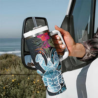 Niue Tumbler With Handle Hiapo Mix Coconut Crab LT7 - Polynesian Pride