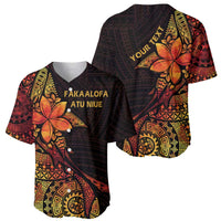 Niue Fakaalofa Atu Personalised Baseball Jersey Whale Hiapo Fiery Motif