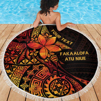 Niue Fakaalofa Atu Personalised Beach Blanket Whale Hiapo Fiery Motif LT7 - Polynesian Pride