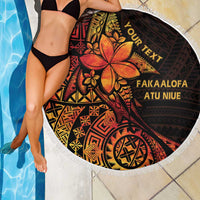 Niue Fakaalofa Atu Personalised Beach Blanket Whale Hiapo Fiery Motif LT7 - Polynesian Pride