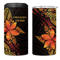 Niue Fakaalofa Atu 4 in 1 Can Cooler Tumbler Whale Hiapo Fiery Motif
