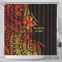 Niue Fakaalofa Atu Personalised Shower Curtain Whale Hiapo Fiery Motif