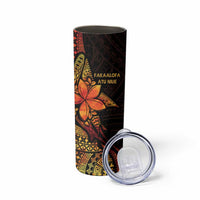 Niue Fakaalofa Atu Skinny Tumbler Whale Hiapo Fiery Motif