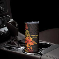 Niue Fakaalofa Atu Skinny Tumbler Whale Hiapo Fiery Motif