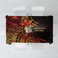 Niue Fakaalofa Atu Personalised Tablecloth Whale Hiapo Fiery Motif LT7 Art - Polynesian Pride