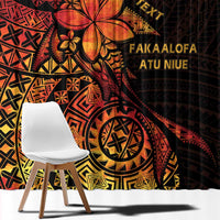 Niue Fakaalofa Atu Personalised Window Curtain Whale Hiapo Fiery Motif LT7 - Polynesian Pride