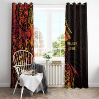 Niue Fakaalofa Atu Personalised Window Curtain Whale Hiapo Fiery Motif LT7 - Polynesian Pride