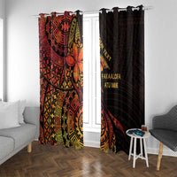 Niue Fakaalofa Atu Personalised Window Curtain Whale Hiapo Fiery Motif LT7 With Grommets Art - Polynesian Pride