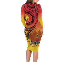 Papua New Guinea 50 Years Family Matching Long Sleeve Bodycon Dress and Hawaiian Shirt Motuan Motifs
