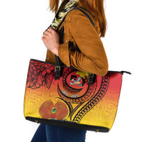 Papua New Guinea 50 Years Leather Tote Bag Motuan Motifs
