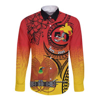 Papua New Guinea 50 Years Long Sleeve Button Shirt Motuan Motifs LT7 Unisex Colorful - Polynesian Pride