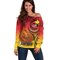 Papua New Guinea 50 Years Off Shoulder Sweater Motuan Motifs