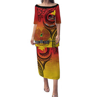 Papua New Guinea 50 Years Puletasi Motuan Motifs LT7 Long Dress Colorful - Polynesian Pride