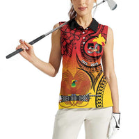 Papua New Guinea 50 Years Women Sleeveless Polo Shirt Motuan Motifs