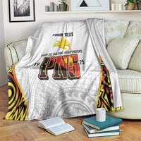 Personalized Papua New Guinea Blanket Hapi De bilong Indipendens PNG LT7 White - Polynesian Pride