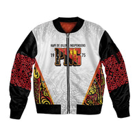 Personalized Papua New Guinea Sleeve Zip Bomber Jacket Hapi De bilong Indipendens PNG