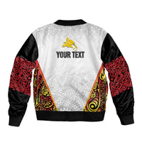 Personalized Papua New Guinea Sleeve Zip Bomber Jacket Hapi De bilong Indipendens PNG