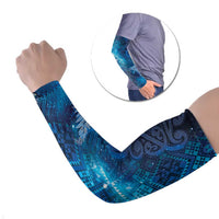 Aotearoa Taniko Matariki Arm Sleeves Cosmic Blue LT7 Set of 2 Blue - Polynesian Pride