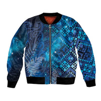 Aotearoa Taniko Matariki Bomber Jacket Cosmic Blue LT7 Unisex Blue - Polynesian Pride