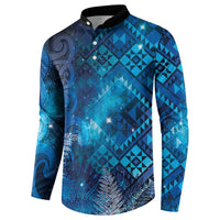 Aotearoa Taniko Matariki Button Sweatshirt Cosmic Blue LT7 - Polynesian Pride