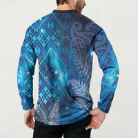 Aotearoa Taniko Matariki Button Sweatshirt Cosmic Blue LT7 - Polynesian Pride