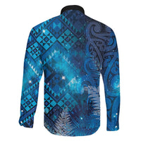 Aotearoa Taniko Matariki Family Matching Off The Shoulder Long Sleeve Dress and Hawaiian Shirt Cosmic Blue