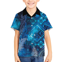 Aotearoa Taniko Matariki Kid Hawaiian Shirt Cosmic Blue LT7 Kid Blue - Polynesian Pride