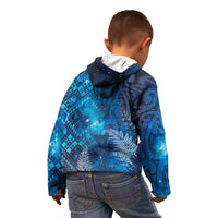 Aotearoa Taniko Matariki Kid Hoodie Cosmic Blue LT7 - Polynesian Pride