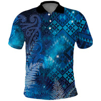 Aotearoa Taniko Matariki Polo Shirt Cosmic Blue LT7 Blue - Polynesian Pride