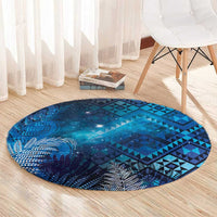 Aotearoa Taniko Matariki Round Carpet Cosmic Blue LT7 - Polynesian Pride