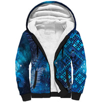 Aotearoa Taniko Matariki Sherpa Hoodie Cosmic Blue LT7 Unisex Blue - Polynesian Pride