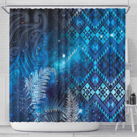 Aotearoa Taniko Matariki Shower Curtain Cosmic Blue LT7 - Polynesian Pride