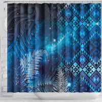 Aotearoa Taniko Matariki Shower Curtain Cosmic Blue LT7 - Polynesian Pride