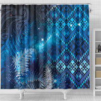 Aotearoa Taniko Matariki Shower Curtain Cosmic Blue LT7 - Polynesian Pride