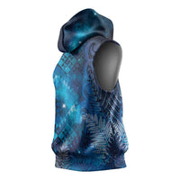 Aotearoa Taniko Matariki Sleeveless Hoodie Cosmic Blue LT7 - Polynesian Pride