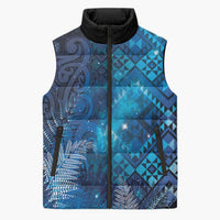 Aotearoa Taniko Matariki Sleeveless Puffer Jacket Cosmic Blue LT7 Unisex Blue - Polynesian Pride