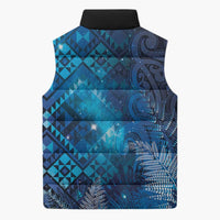 Aotearoa Taniko Matariki Sleeveless Puffer Jacket Cosmic Blue LT7 - Polynesian Pride