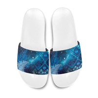 Aotearoa Taniko Matariki Slide Sandals Cosmic Blue LT7 Blue - Polynesian Pride