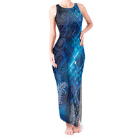 Aotearoa Taniko Matariki Tank Maxi Dress Cosmic Blue LT7 Women Blue - Polynesian Pride