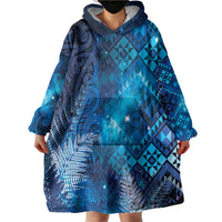 Aotearoa Taniko Matariki Wearable Blanket Hoodie Cosmic Blue LT7 - Polynesian Pride