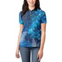 Aotearoa Taniko Matariki Women Polo Shirt Cosmic Blue LT7 - Polynesian Pride
