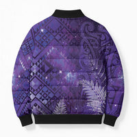 Aotearoa Taniko Matariki Bomber Puffer Jacket Cosmic Violet LT7 - Polynesian Pride