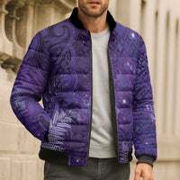 Aotearoa Taniko Matariki Bomber Puffer Jacket Cosmic Violet LT7 - Polynesian Pride
