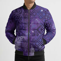 Aotearoa Taniko Matariki Bomber Puffer Jacket Cosmic Violet LT7 - Polynesian Pride